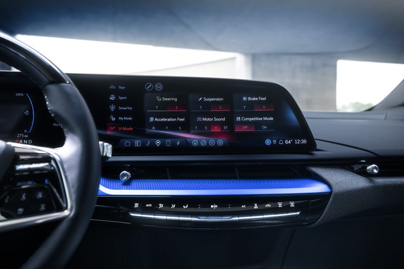 The 2026 OPTIQ-V Display Screen Displaying the V-Mode Settings | Jerry's Cadillac in Weatherford TX