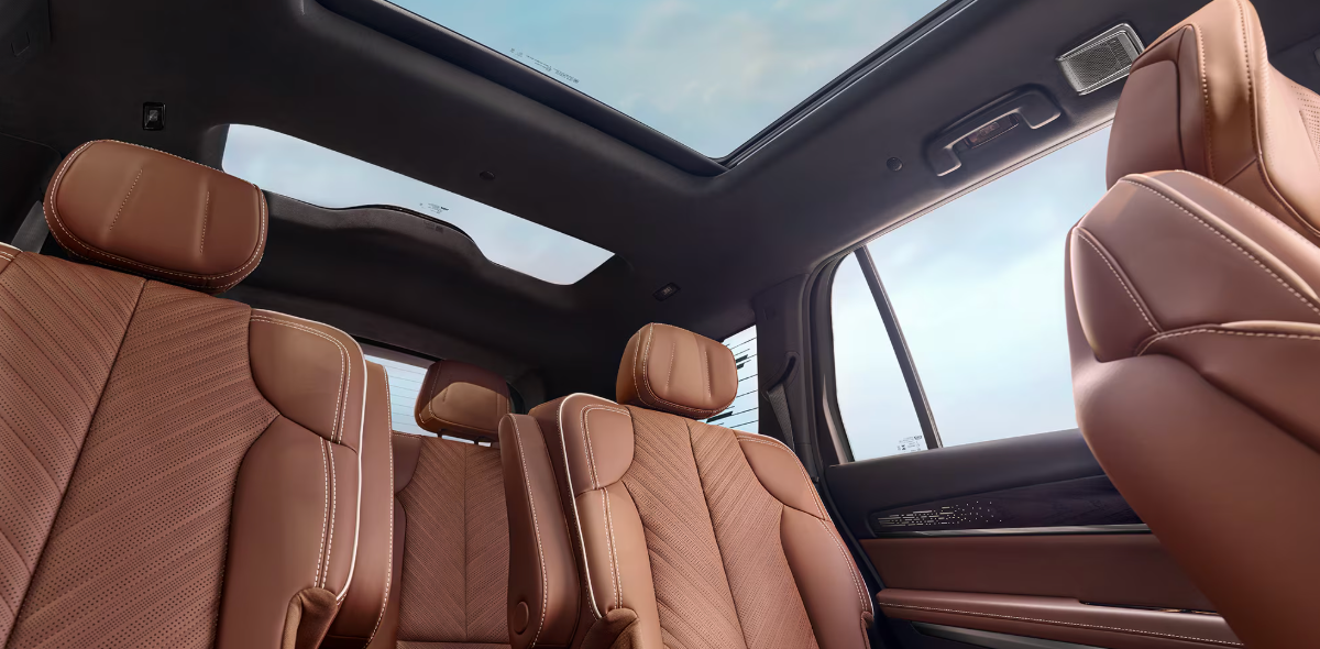 Brown leather interior of 2026 Cadillac VISTIQ for sale near Burleson, TX