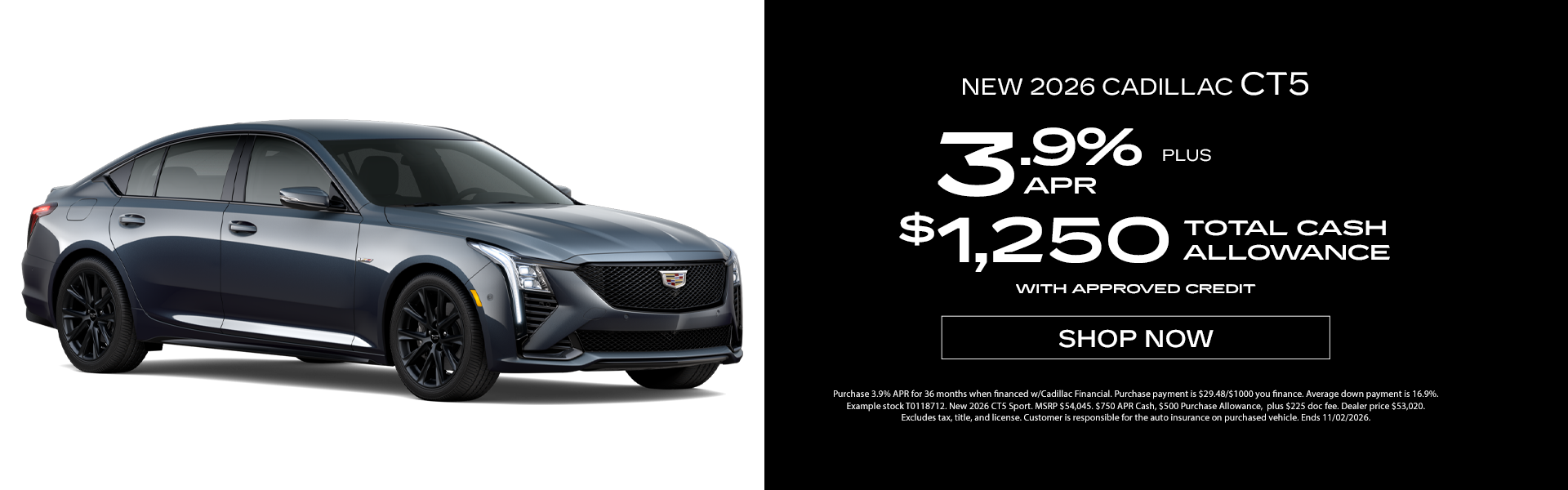 New 2026 Cadillac XT5 offer in Weatherford, TX